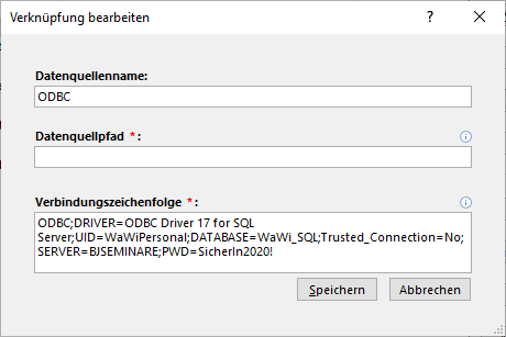 DSN-less per Tabellenverknüpfungs-Manager